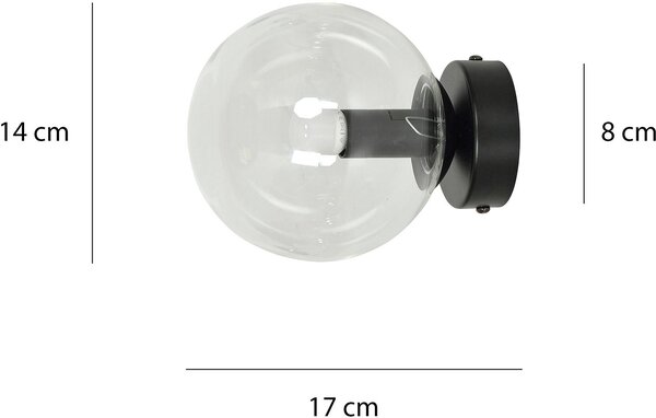 Emibig modern fali lámpa rossi fekete átlátszó emi874/k1