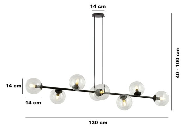 Emibig modern függeszték rossi fekete átlátszó emi874/8