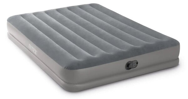 Felfújható vendégágy, Intex Queen Prestige középmagas matrac, 152 x 203 x 30 cm, szürke, kétszemélyes, szálas belső szerkezettel, puha felülettel, beépített USB-s elektromos pumpával (64114)