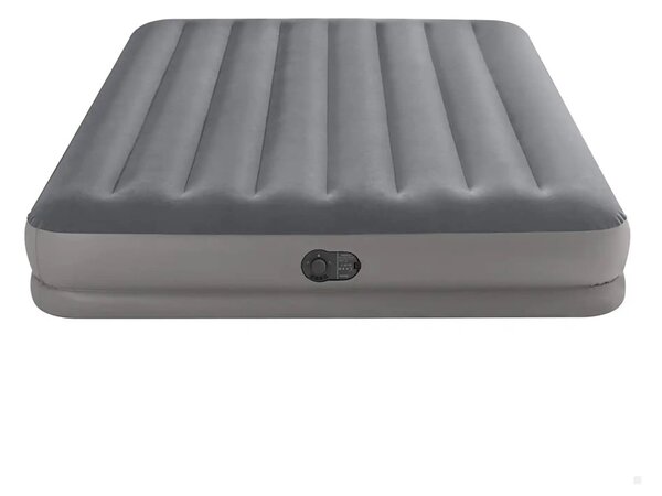 Felfújható vendégágy, Intex Queen Prestige középmagas matrac, 152 x 203 x 30 cm, szürke, kétszemélyes, szálas belső szerkezettel, puha felülettel, beépített USB-s elektromos pumpával (64114)
