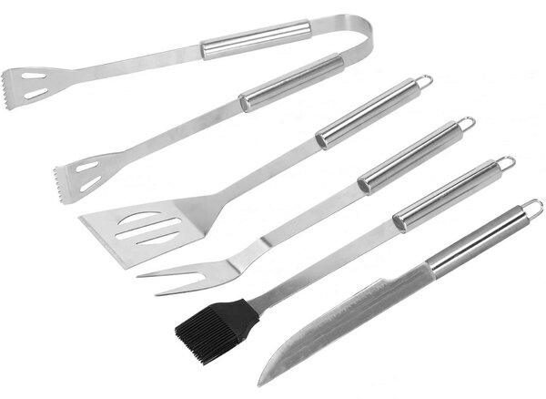 Springos rozsdamentes grill készlet, 5 darabos, grillszett táskában