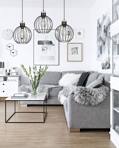 Emibig modern skandináv függeszték barbado fekete emi754/3