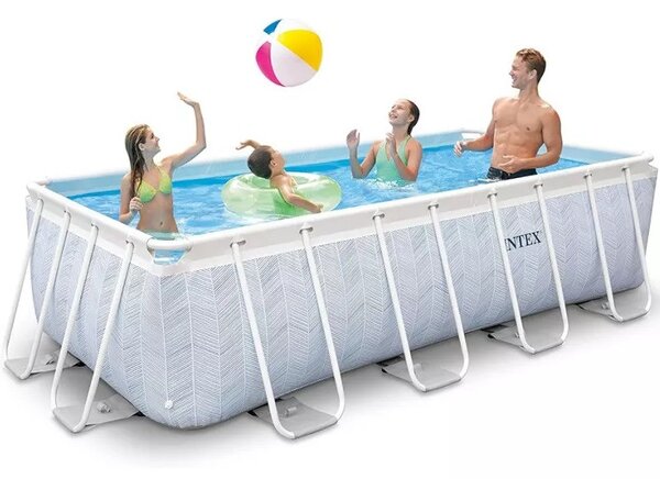 INTEX MetalPrism Set Chevron négyszögletű medence 400 x 200 x 100 cm (26780)