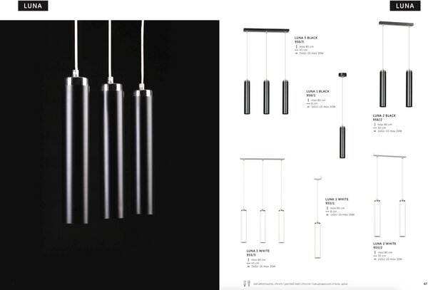 Emibig modern függeszték luna króm fekete emi956/2