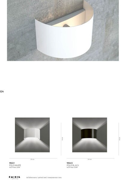 Emibig modern fali lámpa fold fehér emi950/1
