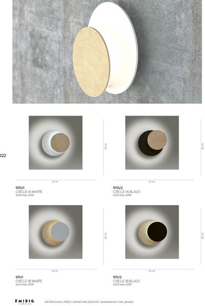 Emibig modern fali lámpa circle fekete emi970/2