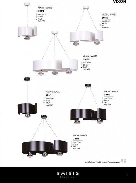 Emibig modern függeszték vixon króm fekete emi284/2