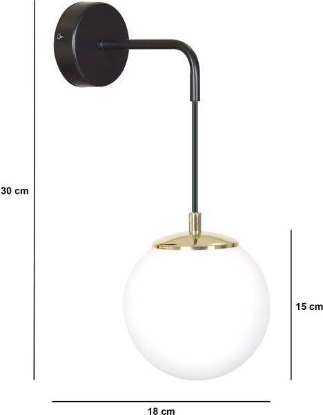 Emibig modern fali lámpa ognis fekete arany emi966/k1