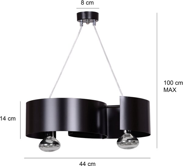 Emibig modern függeszték vixon króm fekete emi284/2
