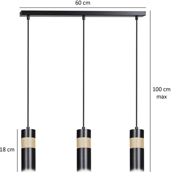 Emibig modern skandináv függeszték akari fekete emi732/3
