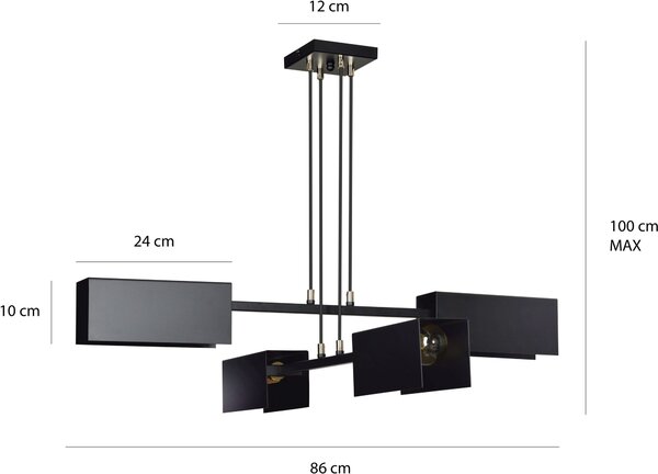 Emibig modern függeszték tolos fekete arany emi633/4