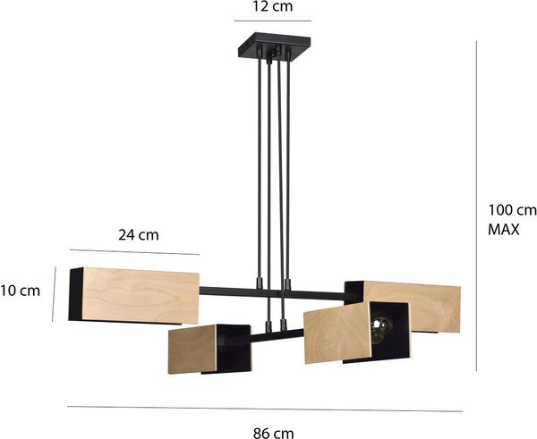 Emibig modern skandináv függeszték zaper fekete emi616/4