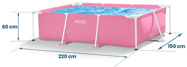 INTEX Metal medence 220 x 150 x 60 cm, rózsaszín (28266)