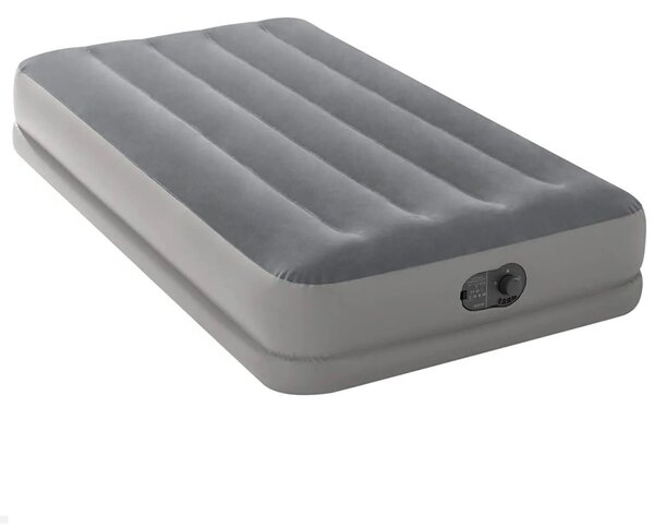 Felfújható vendégágy, Intex Twin Prestige középmagas matrac, 99 x 191 x 30 cm, szürke, egyszemélyes, szálas belső szerkezettel, puha felülettel, beépített USB-s elektromos pumpával (64112)