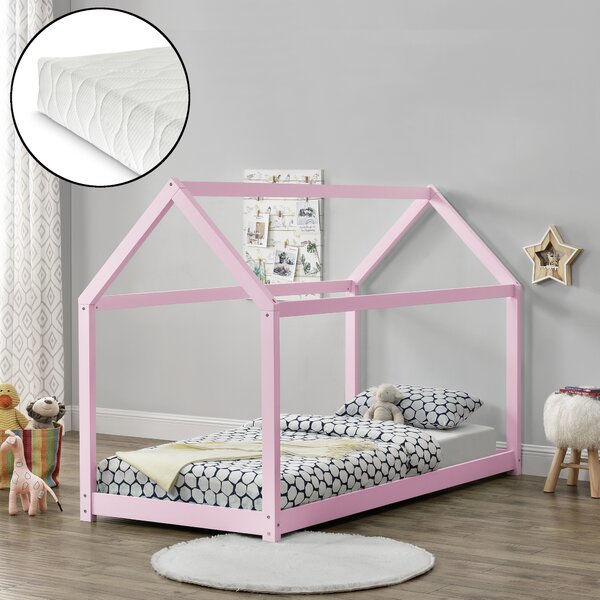 Házikó ágy Netstal 90x200 cm matraccal rózsaszín