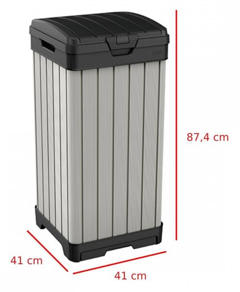 Rockford fa hatású műanyag kültéri szemetes 125L