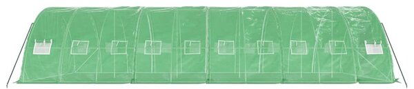 Zöld acélvázas melegház 50 m² 10 x 5 x 2,3 m
