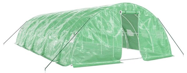 Zöld acélvázas melegház 50 m² 10 x 5 x 2,3 m