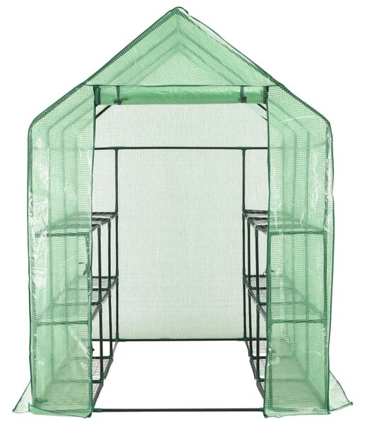 Acél melegház 12 polccal 143 x 214 x 196 cm