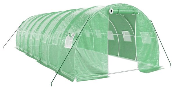 Zöld acélvázas melegház 24 m² 8 x 3 x 2 m