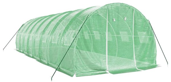 Zöld acélvázas melegház 24 m² 8 x 3 x 2 m