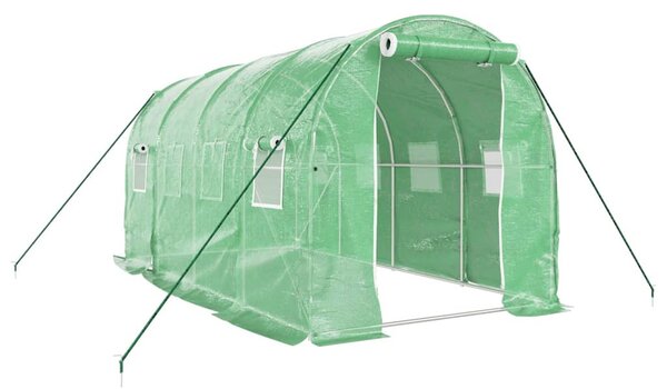 Zöld acélvázas melegház 8 m² 4 x 2 x 2 m