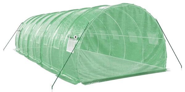 Zöld acélvázas melegház 24 m² 8 x 3 x 2 m