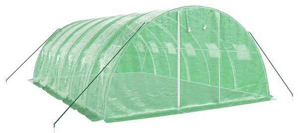Zöld acélvázas melegház 24 m² 6 x 4 x 2 m