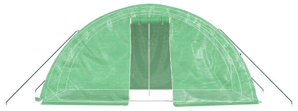 Zöld acélvázas melegház 10 m² 5 x 2 x 2,3 m