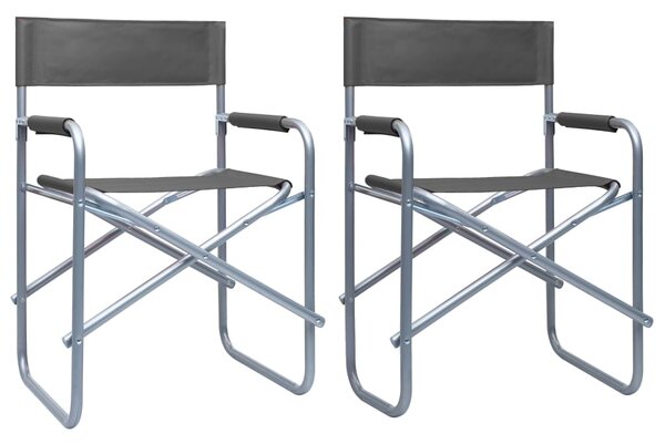 VidaXL 2 db szürke acél rendezői szék