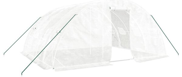 Fehér üvegház acélvázzal 20 m² 5x4x2,3 m