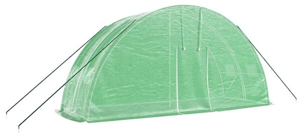 Zöld acélvázas melegház 12 m² 6 x 2 x 2,85 m