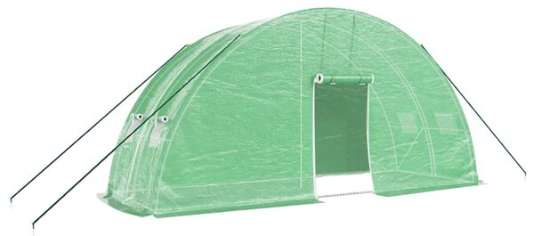 Zöld acélvázas melegház 12 m² 6 x 2 x 2,85 m