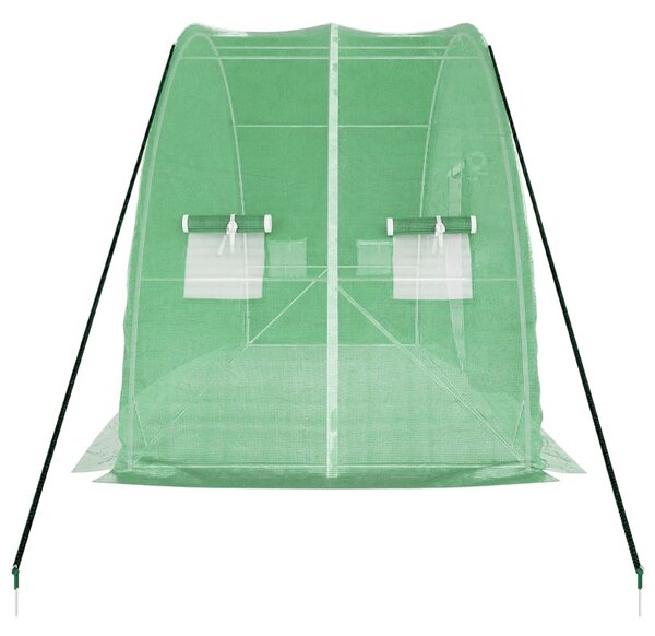 Zöld acélvázas melegház 12 m² 6 x 2 x 2,85 m