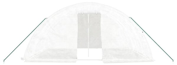 Fehér üvegház acélvázzal 20 m² 5x4x2,3 m