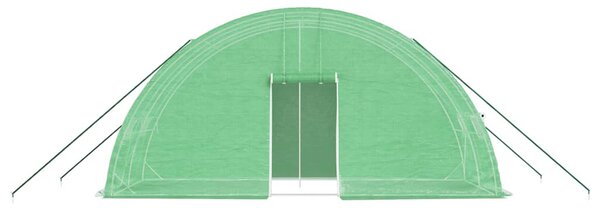 Zöld acélvázas melegház 12 m² 6 x 2 x 2,85 m