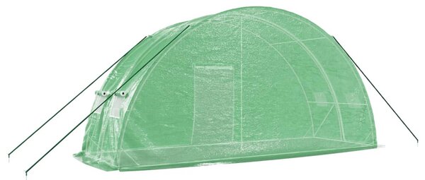 Zöld acélvázas melegház 12 m² 6 x 2 x 2,85 m