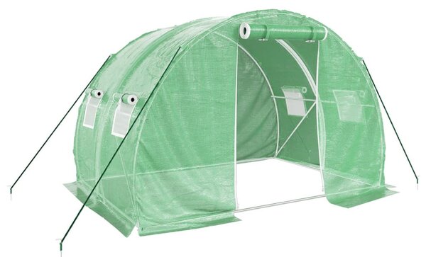 Zöld acélvázas melegház 6 m² 3 x 2 x 2 m