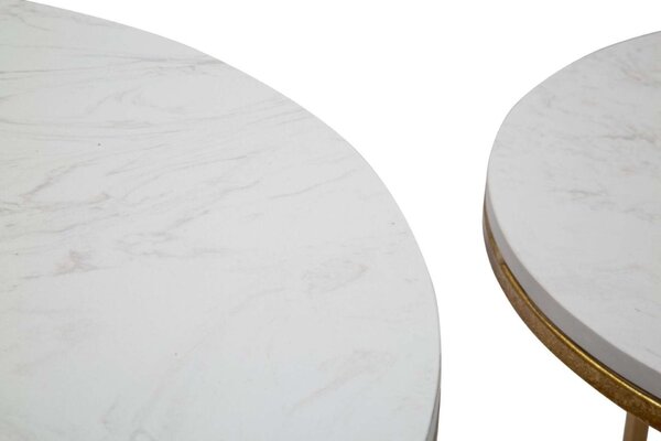 SIMPLY MARBLE 2 darabos fehér és arany vas dohányzóasztal