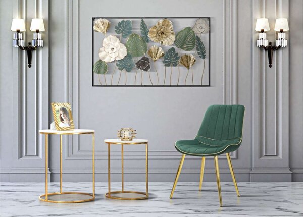 SIMPLY MARBLE 2 darabos fehér és arany vas dohányzóasztal