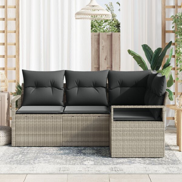 Kanapé Szett 4 pcs Világosszürke polirattan