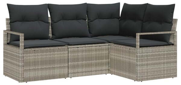 Kanapé Szett 4 pcs Világosszürke polirattan