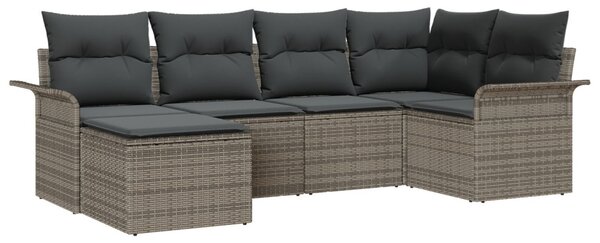 Kerti Kanapé Szett tárolóval 6 pcs Szürke polirattan