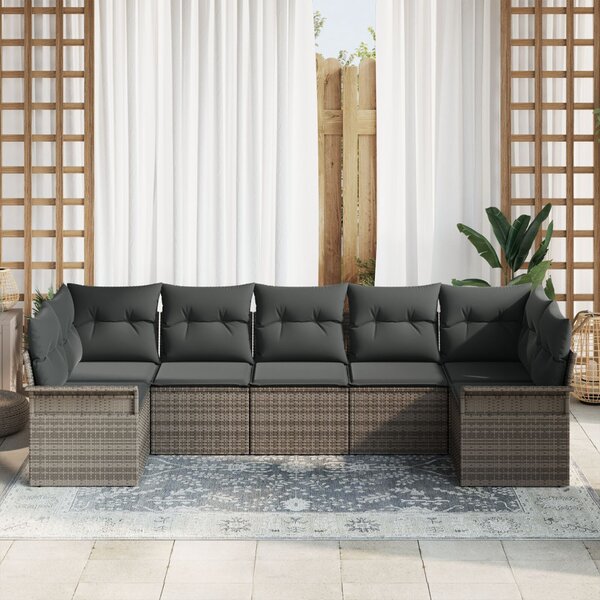 Kerti Kanapé Szett párnával tárolóval 7 pcs Szürke Poli rattan