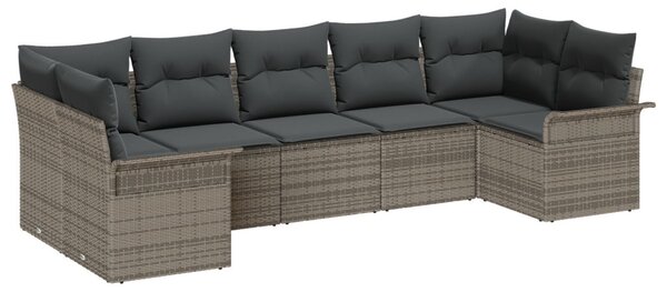 Kerti Kanapé Szett párnával tárolóval 7 pcs Szürke Poli rattan