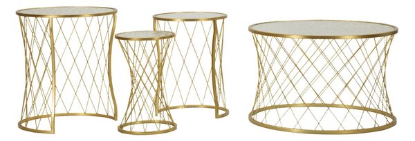 Arany színű fém dohányzóasztalok, 4 db-os szett, ø 70x45-47x54,5-36x50-28x45 cm
