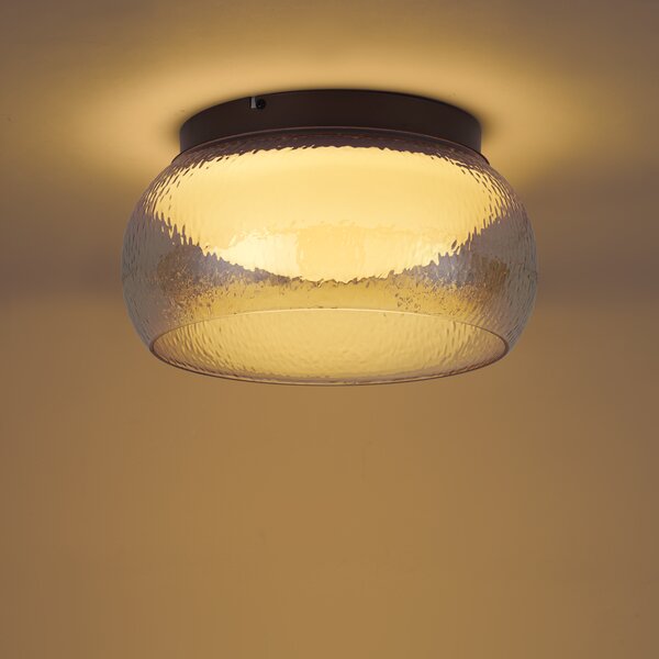 Art Deco mennyezeti lámpa barna borostyánszínű üveggel, LED-del, 3 fokozatban szabályozható - Thimble