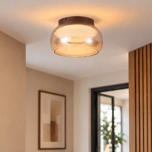 Art Deco mennyezeti lámpa barna borostyánszínű üveggel, LED-del, 3 fokozatban szabályozható - Thimble