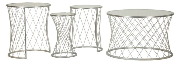 Ezüst fém dohányzóasztalok ø 70x45-47x54,5-36x50-28x45 cm