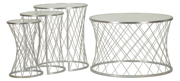 Ezüst fém dohányzóasztalok ø 70x45-47x54,5-36x50-28x45 cm
